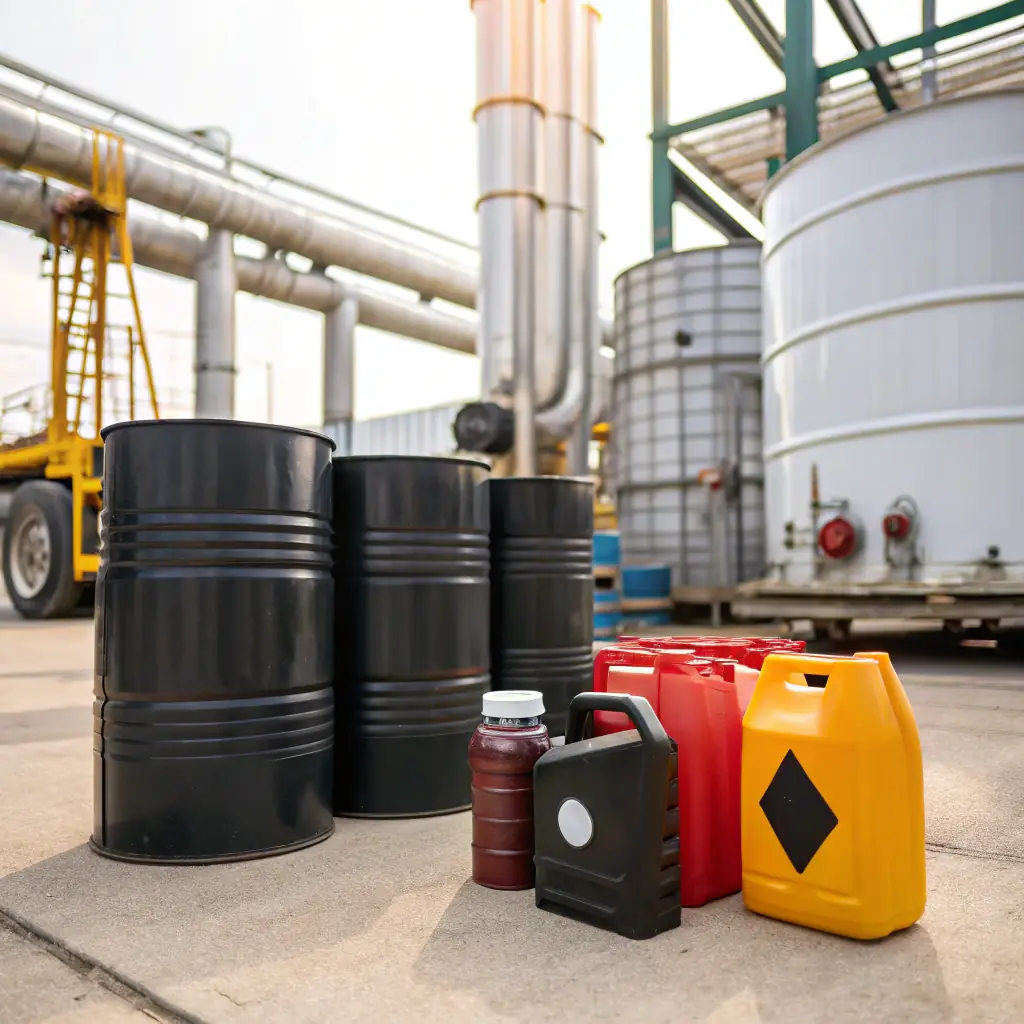 Refined petroleum products being packaged and prepared for distribution.
