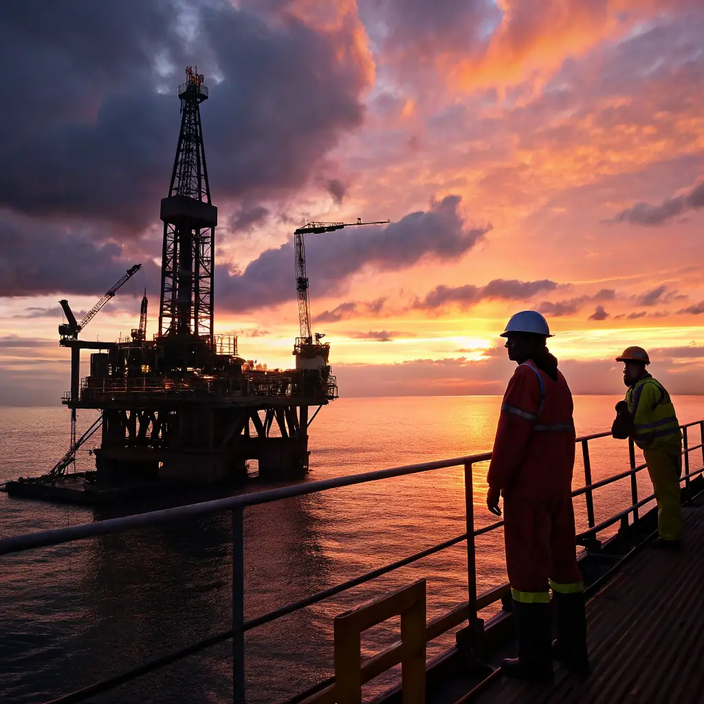Crude oil being extracted from an oil well, representing the initial stage of the refining process.